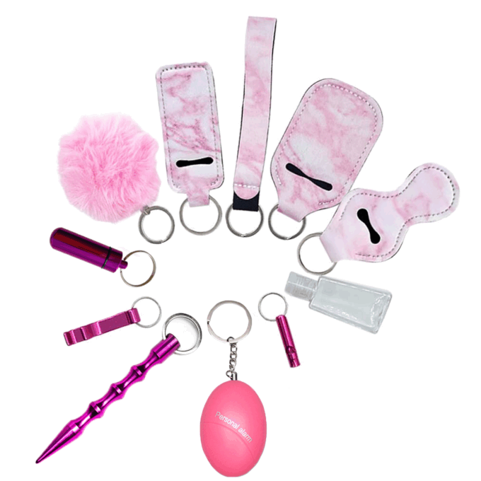 Fancy Girly Keychain Set Women's Safety Self-Defense Keychain with Window Breaker & Personal Alarms